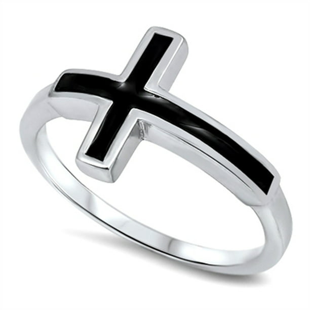 Simulated Black Onyx Polished Solitaire Simple Ring .925 Sterling Silver Band Sizes 5-10 